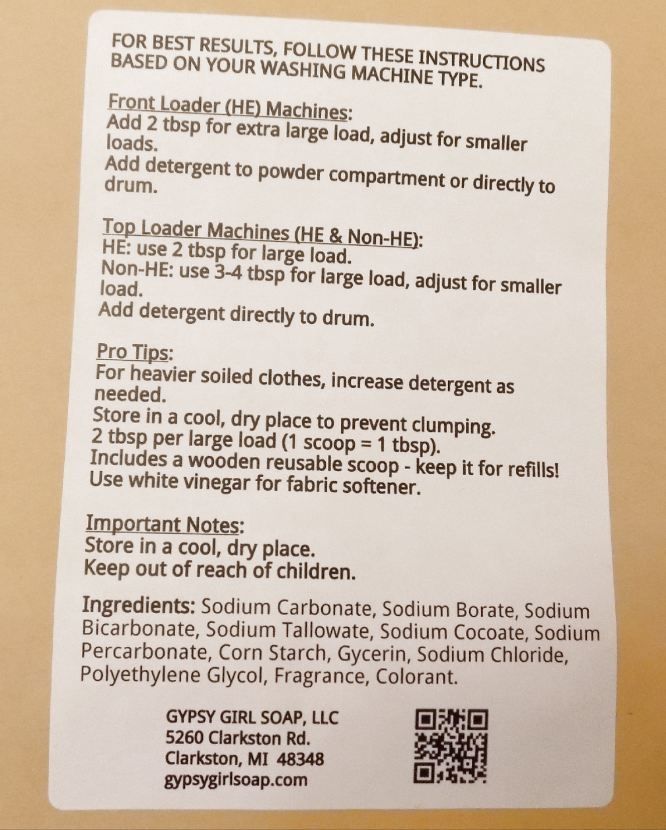 Powdered Laundry Detergent 32 Loads With Wooden Scoop